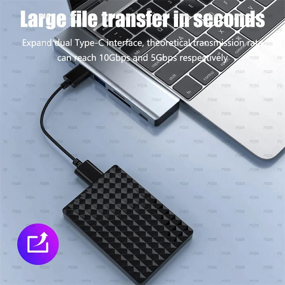 11 in 1 USB C HUB Type C Adapter to 4K  VGA RJ45 Lan Ethernet SD/TF Micro Card Hub 3.5MM AUX 11 Port Dock Station PC