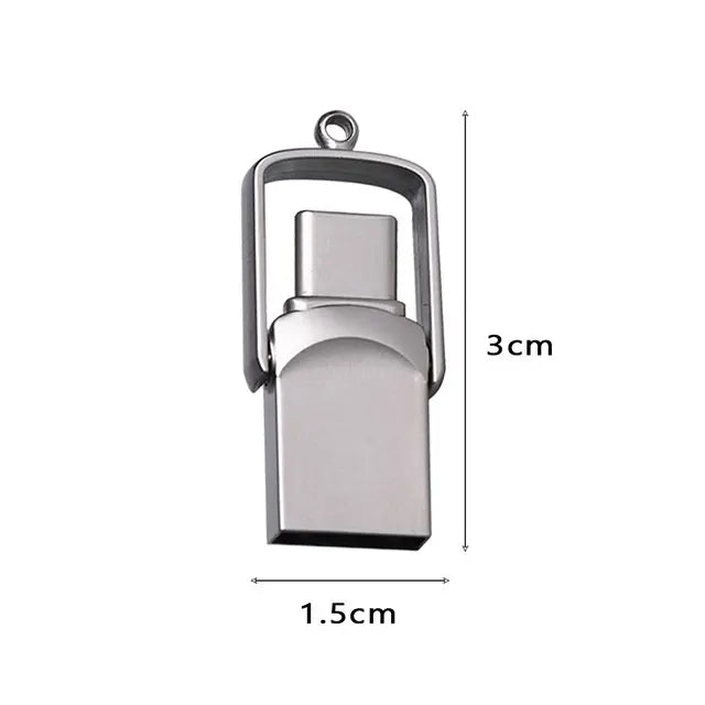 Free Laser Logo Mini Metal Type-C USB Flash Drive 2.0 3.0 8GB 16GB 32GB Pen Swivel 64GB 128GB Memory Stick  for Iphone 15/16/17