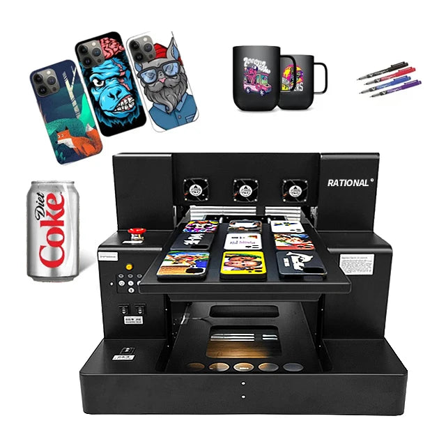 A3 A4 Multifunctional LED UV Flatbed Printer C+W+Varnish Phone Case, Glass,Cylinder Bottle Multi-layer Small UV Printer