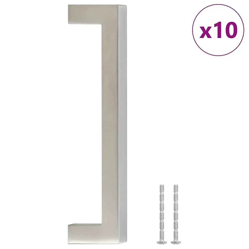 W2B VidaXL Luxury European Style Cabinet Door Handle Set 10 Stainless Steel Silver Zinc Alloy Medium Durable for Closet Wardrobe