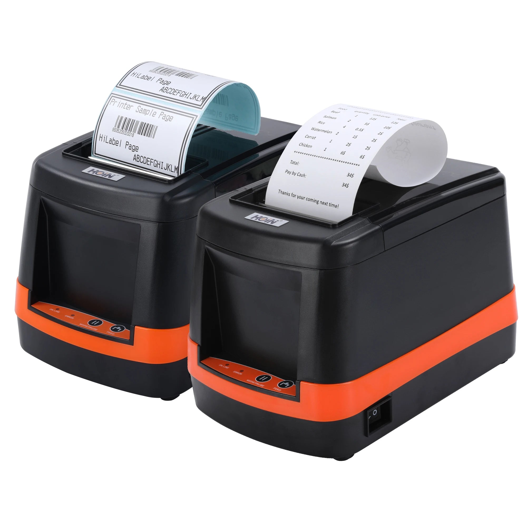 Hoin New 2-in-1 HL-80B Thermal Label Printer Receipt Printer with USB+BT