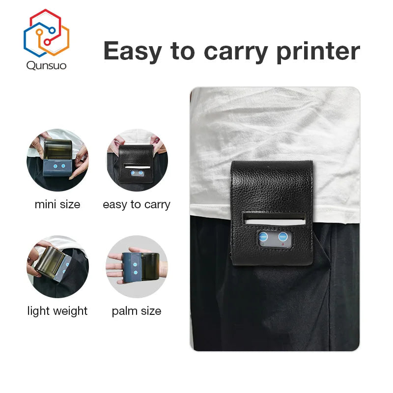 QS-5803 RS232 USB & Bluetooth 4.0 Wireless Mini Portable 58mm Thermal Printer Receipt Label Printer Stock Available