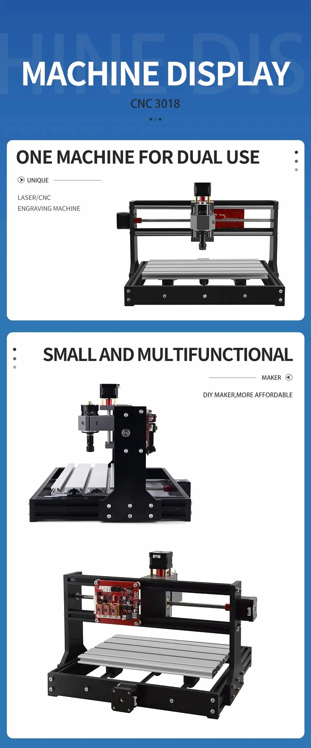 DIY 3 Axis PCB Cnc 3018 Pro Machine Cnc Offline Control Wood Router Laser Engraving 2 in 1