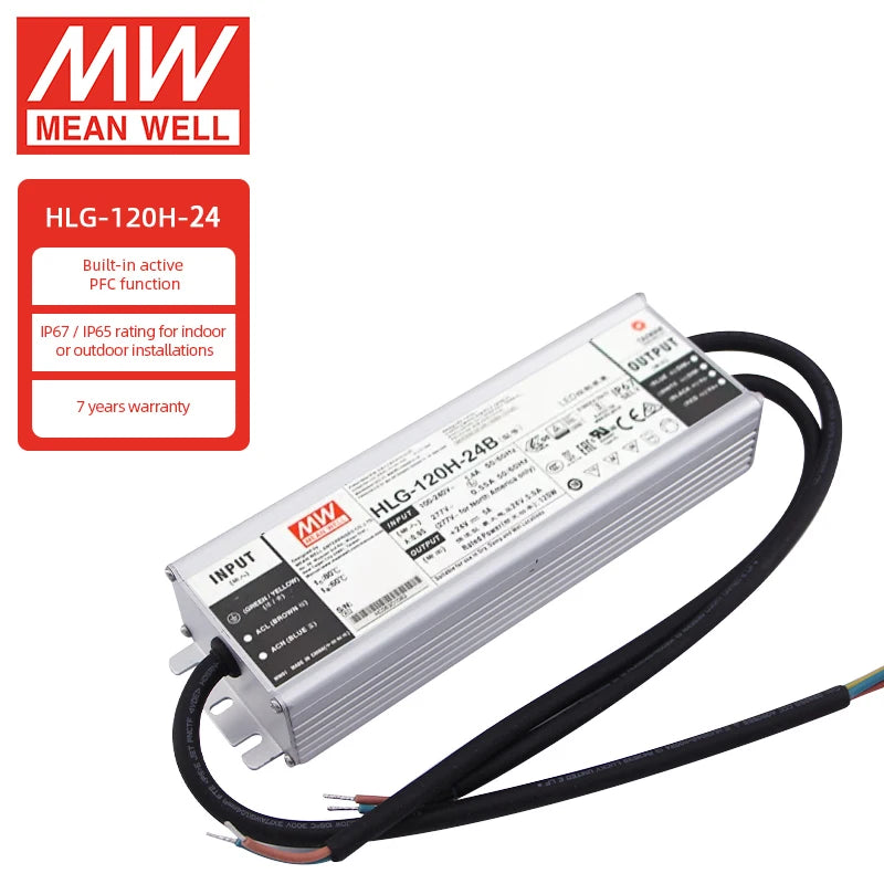 HLG-120H-24B 24V  Mean Well Dimmable Led Driver for  3 in 1 Dimming  1~10V PWM LED Driver