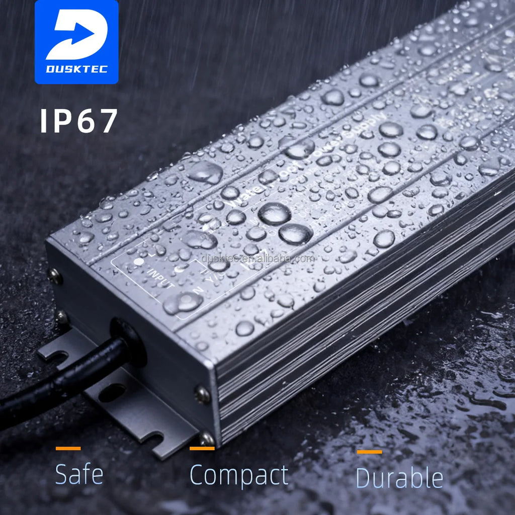 DUSKTEC 24V 12v Rainproof 120w 1 Amp Variable AC-DC Thin Video Under Cabinet Led Waterproof Switching Power Supply