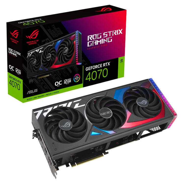 Used ASU'S ROG Strix GeForce RTX 4070 12GB GDDR6X OC Graphics Card With 12GB GDDR6X 192 Bit Memory Support OverClock