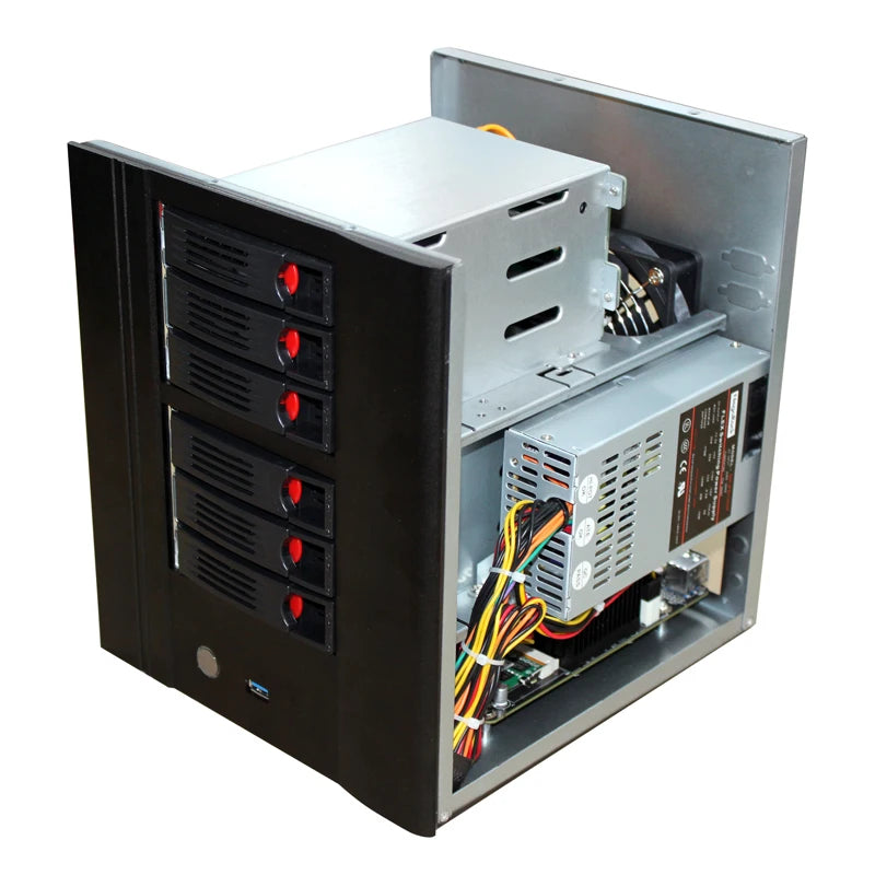 High Quality All-in-One Desktop Computer with *6 Bay HDD Nas Server Case for Data Storage J1900 CPU in Stock