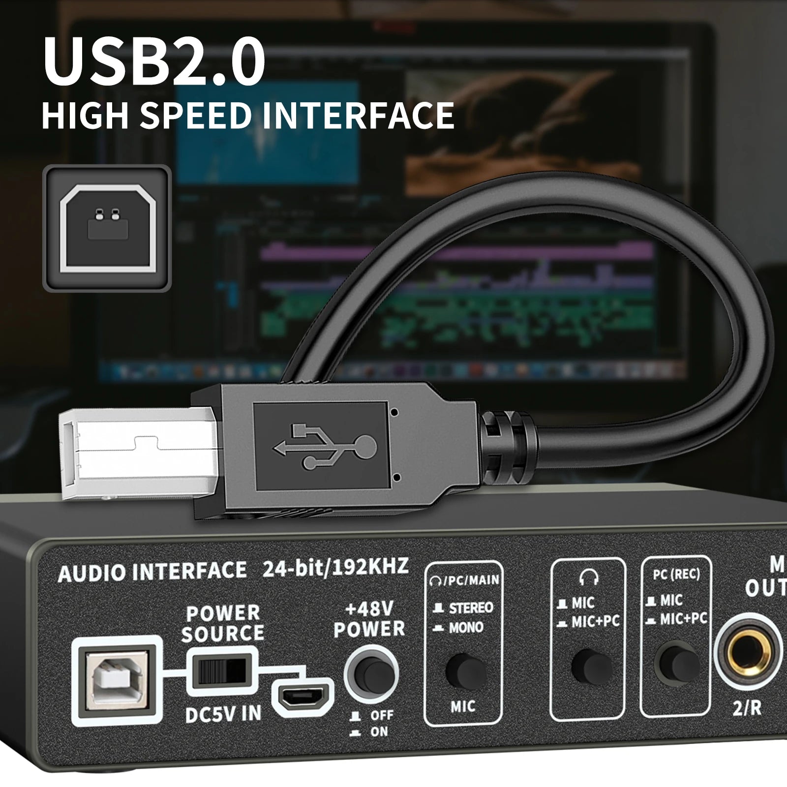 XTUGA E22 Professional Studio Audio Interface New Arrival USB Sound Card Recording PC Recorder for Live Streaming Computer