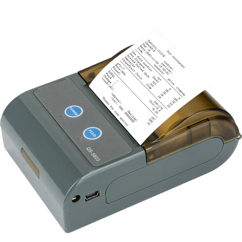 QS-5803 RS232 USB & Bluetooth 4.0 Wireless Mini Portable 58mm Thermal Printer Receipt Label Printer Stock Available