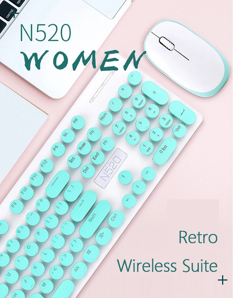 High Sensitivity N520 Wireless Keyboard 10m Transmission Distance USB Plastic Chocolate Vintage Key Hat Fashion Keyboard New