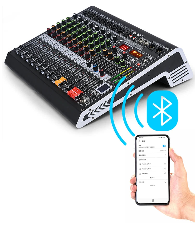 MC8 Professional 8 Channel Digital Sound Mixer Audio DJ Console with USB Interface for Stage Performance