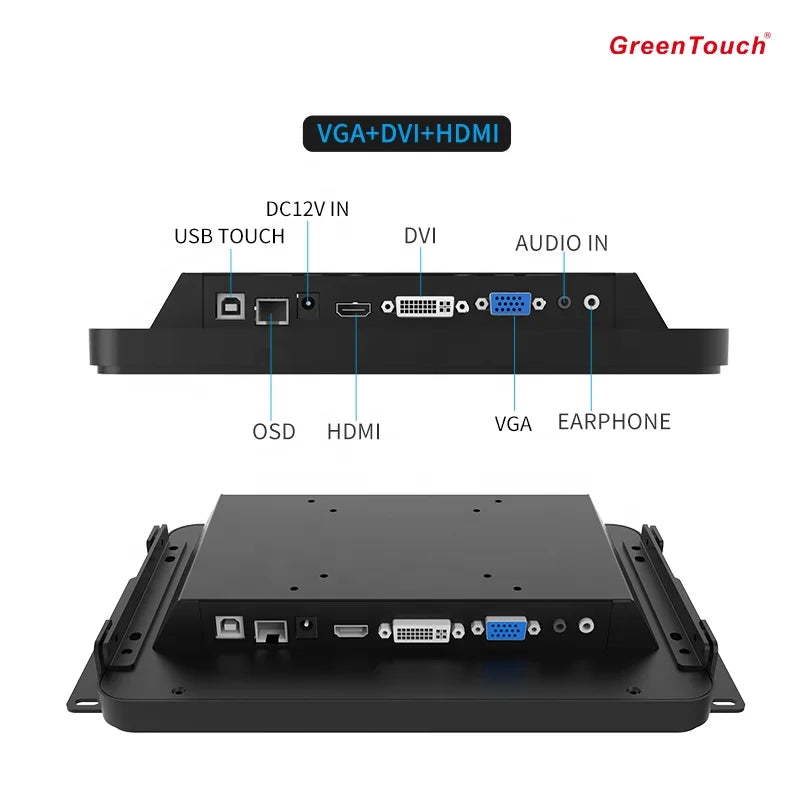 Vandalproof 10.1" Capacitive Multi Touch Display Industrial Touchscreen Monitor WIN Android for Security High Performance