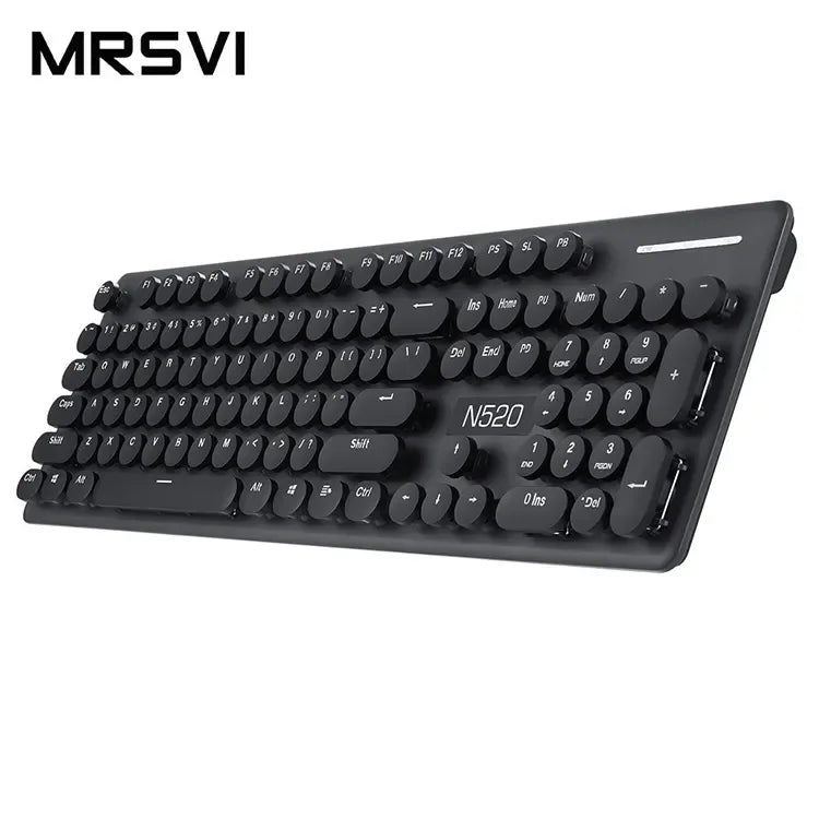 High Sensitivity N520 Wireless Keyboard 10m Transmission Distance USB Plastic Chocolate Vintage Key Hat Fashion Keyboard New