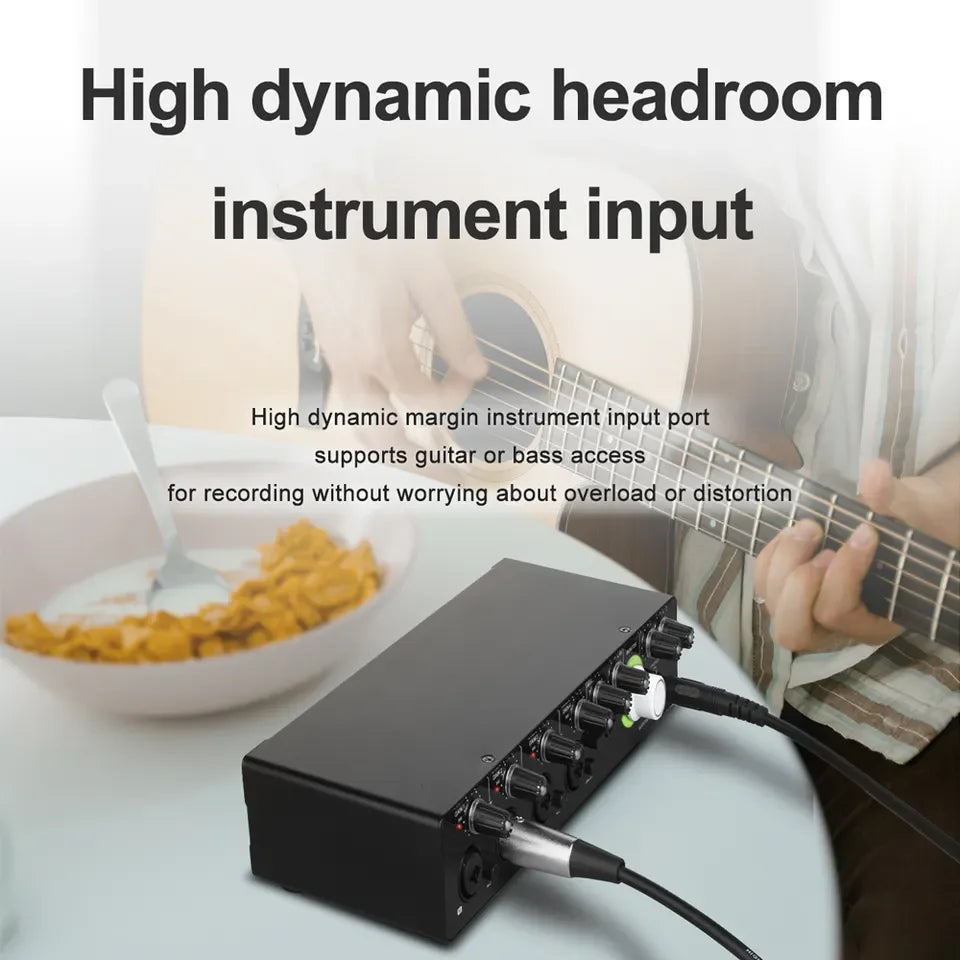 Voxfull MD404 Professional 24Bit 192KHz Mini USB Audio Interface 4 Channel USB Sound Card for Live Music Recording Studio