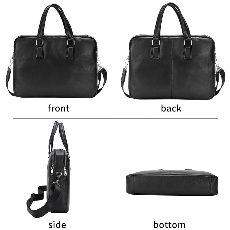 Waterproof Large Capacity Shoulder Bag Real Leather Business Men's Messenger Genuine Leather Laptop Bag for Men