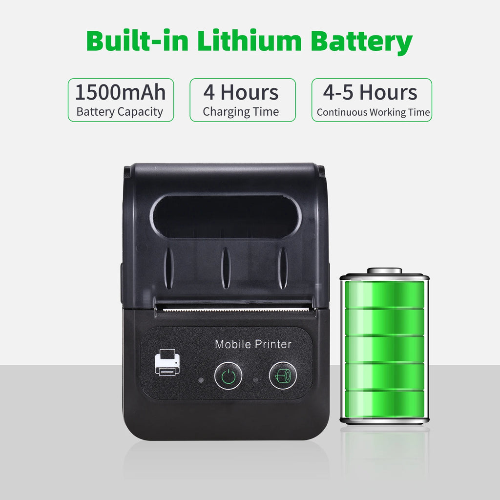 Portable 2 Inch Mini Thermal Printer  Wireless Label Maker for Android IOS Windows