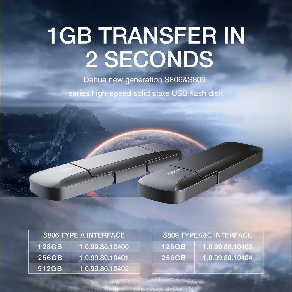 Dahua Original S809 512GB Metal USB Disk Pen Drive USB3.2 Gen2 128GB 256GB Pendrive 3D NAND Flashdrive with USB 3.0 Interface