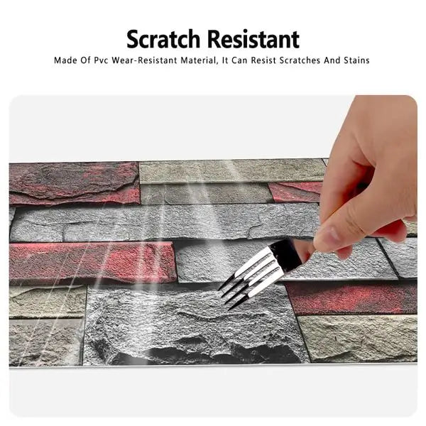 Red Stone Brick Marble Wallpaper Classic Style Geometric Pattern Peel Stick Easy Clean Waterproof PVC Kitchen Bathroom Wall