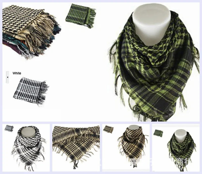 New Fashion Mens Lightweight Square Outdoor Shawl Arab Tactical Desert Shemagh KeffIyeh Arafat Scarf Fashion Hijab for Men 1mx1m