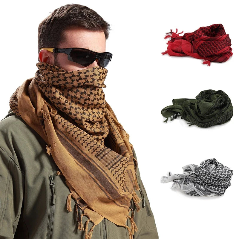 New Fashion Mens Lightweight Square Outdoor Shawl Arab Tactical Desert Shemagh KeffIyeh Arafat Scarf Fashion Hijab for Men 1mx1m