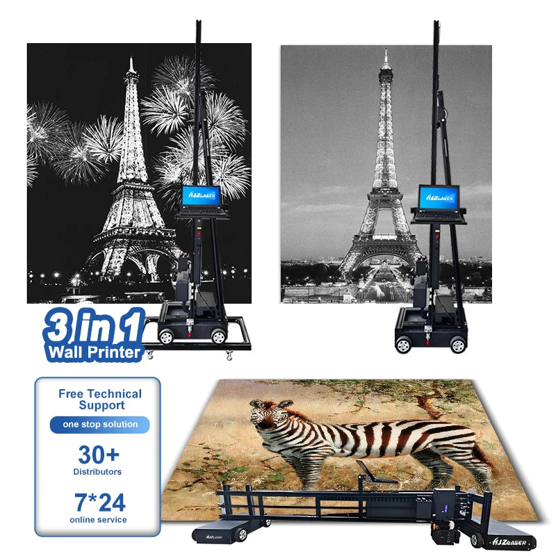HJZ Laser Hot Selling 5D Vertical Printing Outdoor UV Wall and Floor All-In-One Printer for Decor 2 in 1