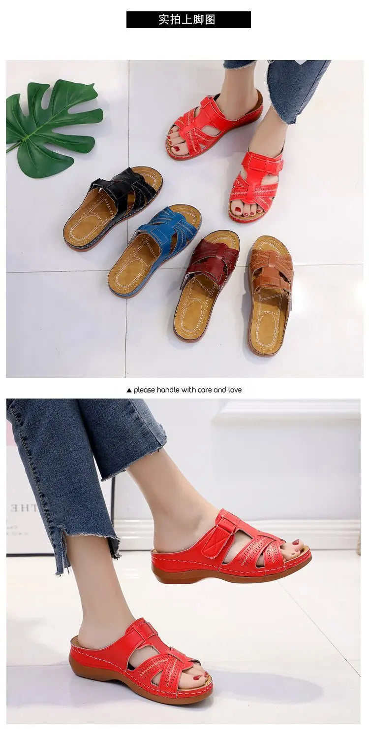 New Design Fashion Ankle Strappy Flat Knee Covers for Women Casual Summer Beach Slippers