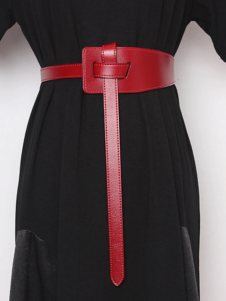 TWOTWINSTYLE Fashionable Accessories Gather Waist Solid Color Women'S Leather Belt