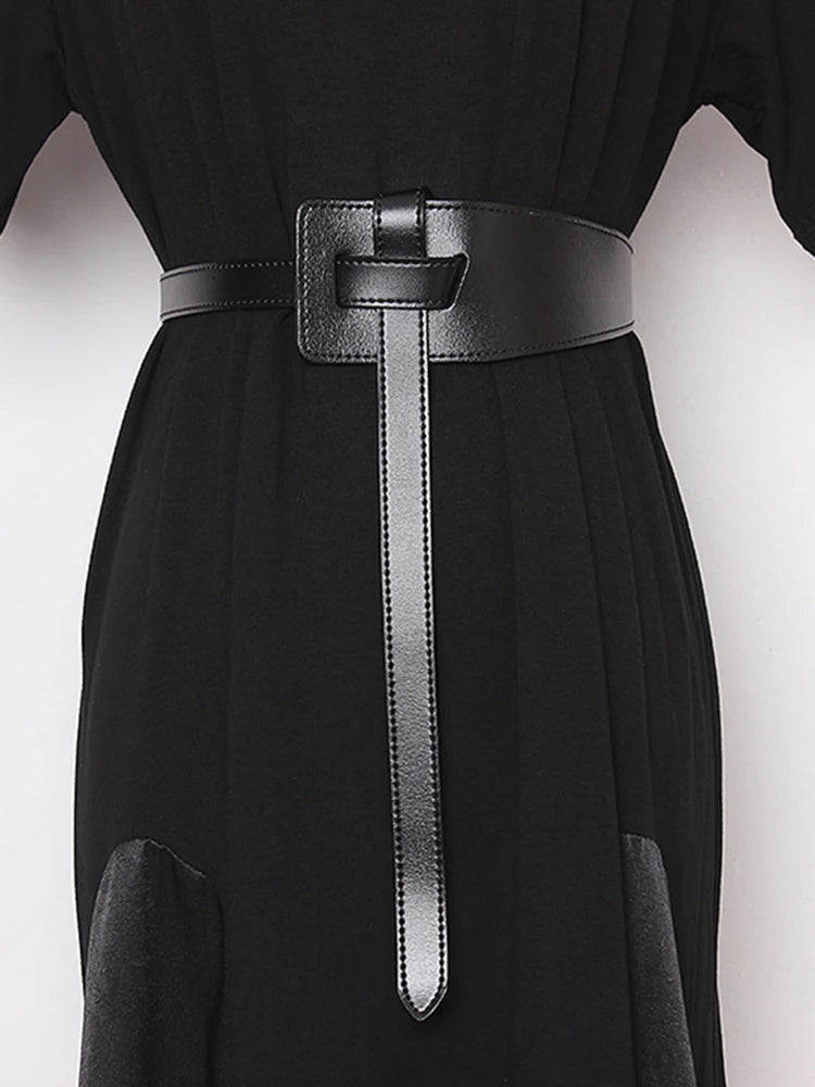 TWOTWINSTYLE Fashionable Accessories Gather Waist Solid Color Women'S Leather Belt