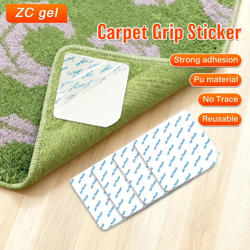 Reusable White Square Foam Repositionable Adhesive Rug Gripper No Residue for Home Office Hotel