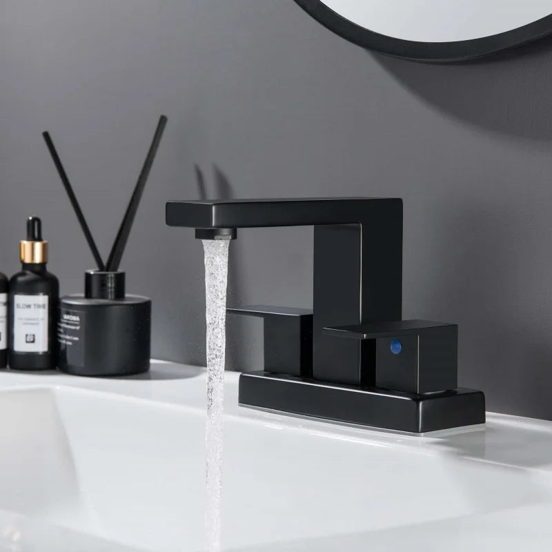Matte Black Bathroom Faucet Modern 3 Hole Basin Mixer Faucet
