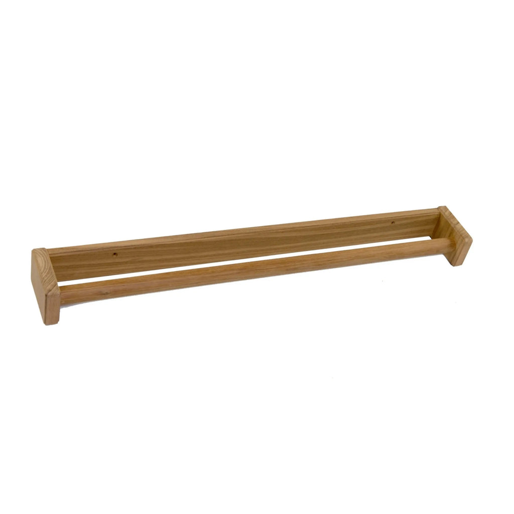 HMS 22\" Modern Traditional Solid Teak Towel Bar Brass Towel Racks with Heater for Hotels