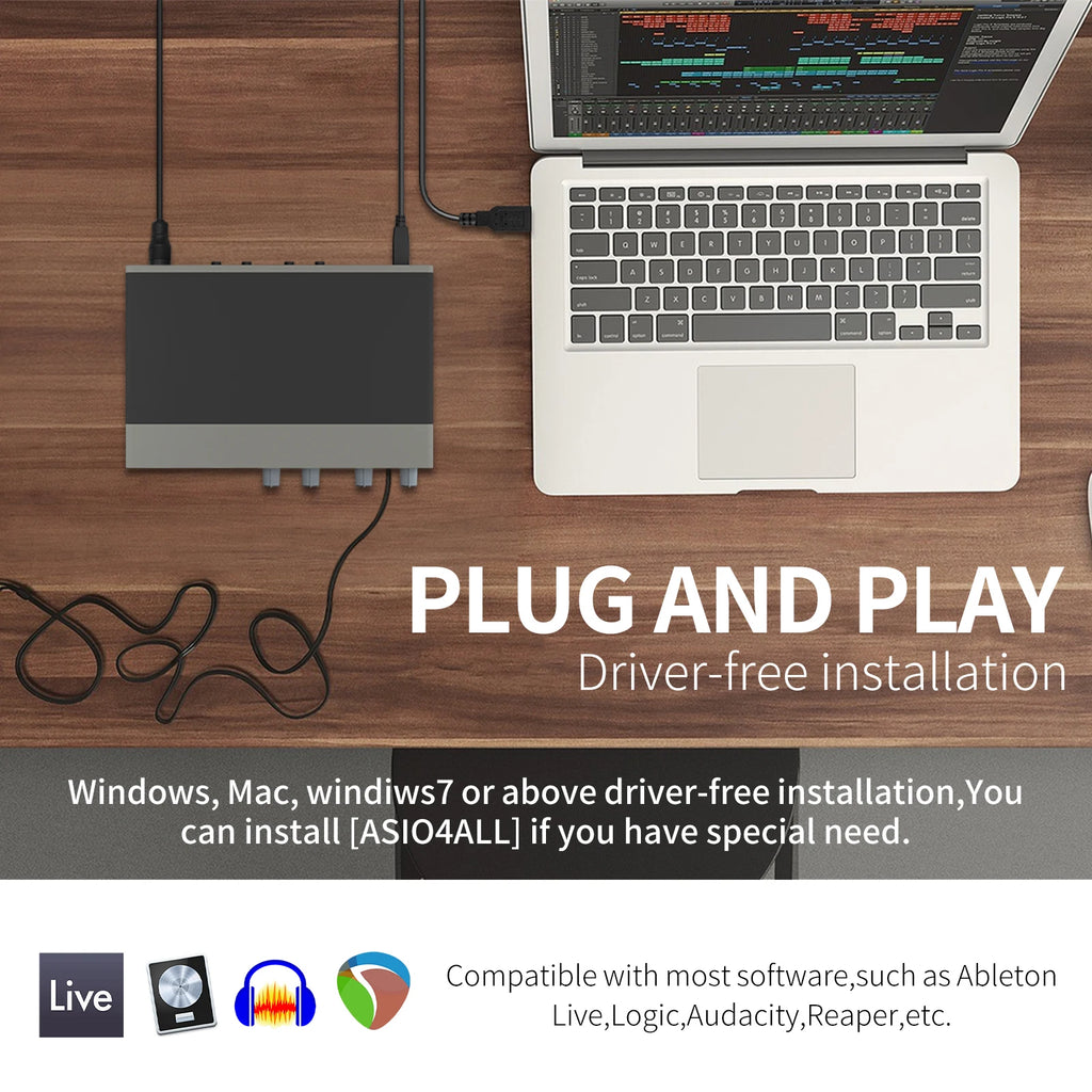 XTUGA E22 Professional Studio Audio Interface New Arrival USB Sound Card Recording PC Recorder for Live Streaming Computer