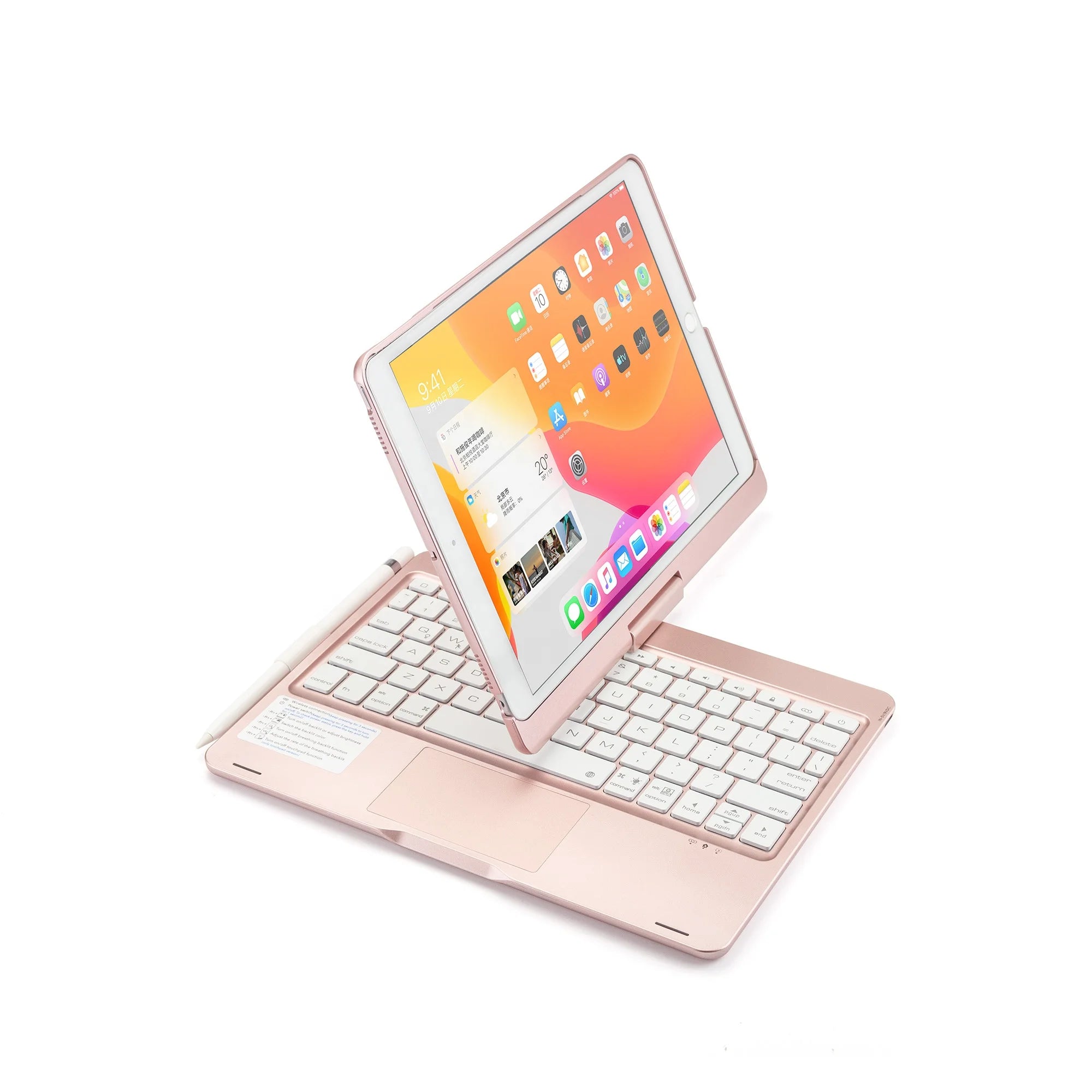 Tablet Keyboard Pencil Holder Backlit Blue Tooth Wireless Keyboard Case for iPad 9th 10.2 Inch