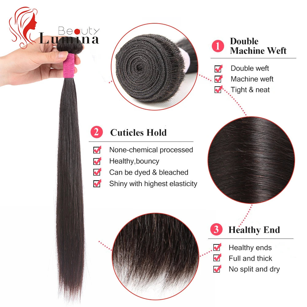 Malaysian Straight Hair Bundles 100% Remy Human Hair Extension Natural Color Bundles Straight Hair Weaves Can Buy 1 Piece 10-40