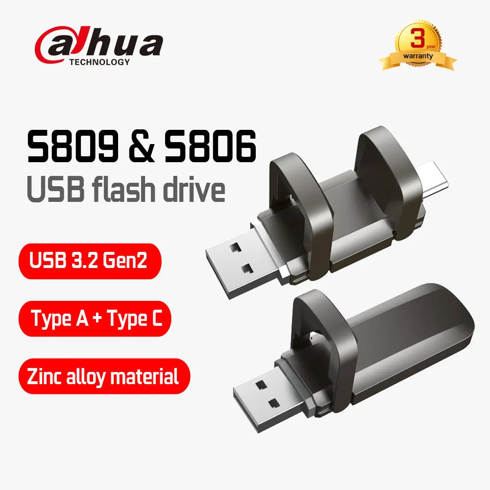 Dahua Original S809 512GB Metal USB Disk Pen Drive USB3.2 Gen2 128GB 256GB Pendrive 3D NAND Flashdrive with USB 3.0 Interface