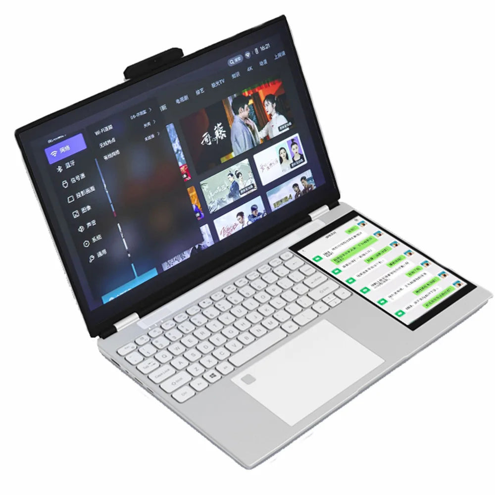 Brand New OEM 15.6 Inch +7 Inch IPS Dual Display 13th Gen N100 Quad Core Touch Screen Aluminum Laptop Fingerprint Metal Notebook
