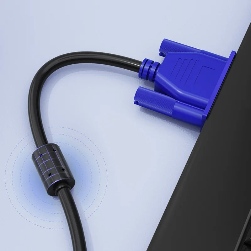 VGA Cable Male to Male 1080P HD Video Cord with Dual Ferrite Core Shielded Anti-Interference for Monitor Laptop TV Projector