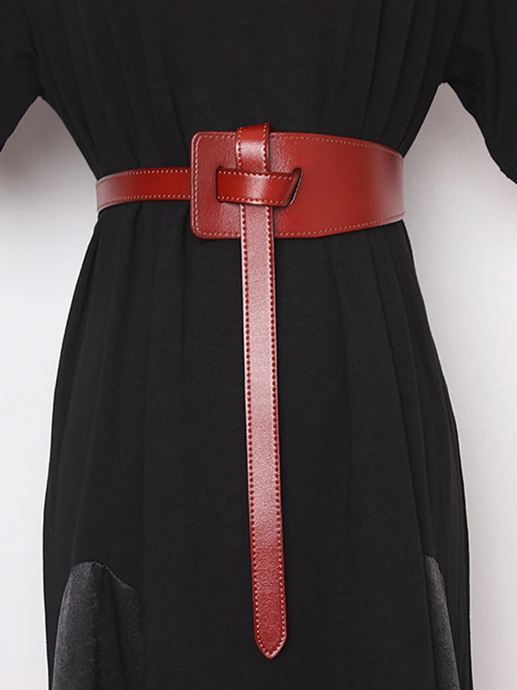 TWOTWINSTYLE Fashionable Accessories Gather Waist Solid Color Women'S Leather Belt