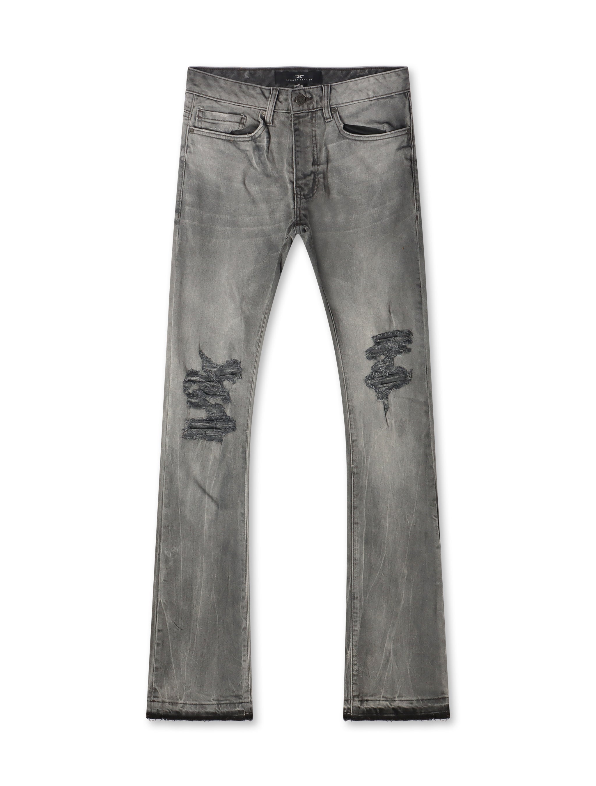 Jordan Craig Stacked Shredded Jeans - Smoked Gray