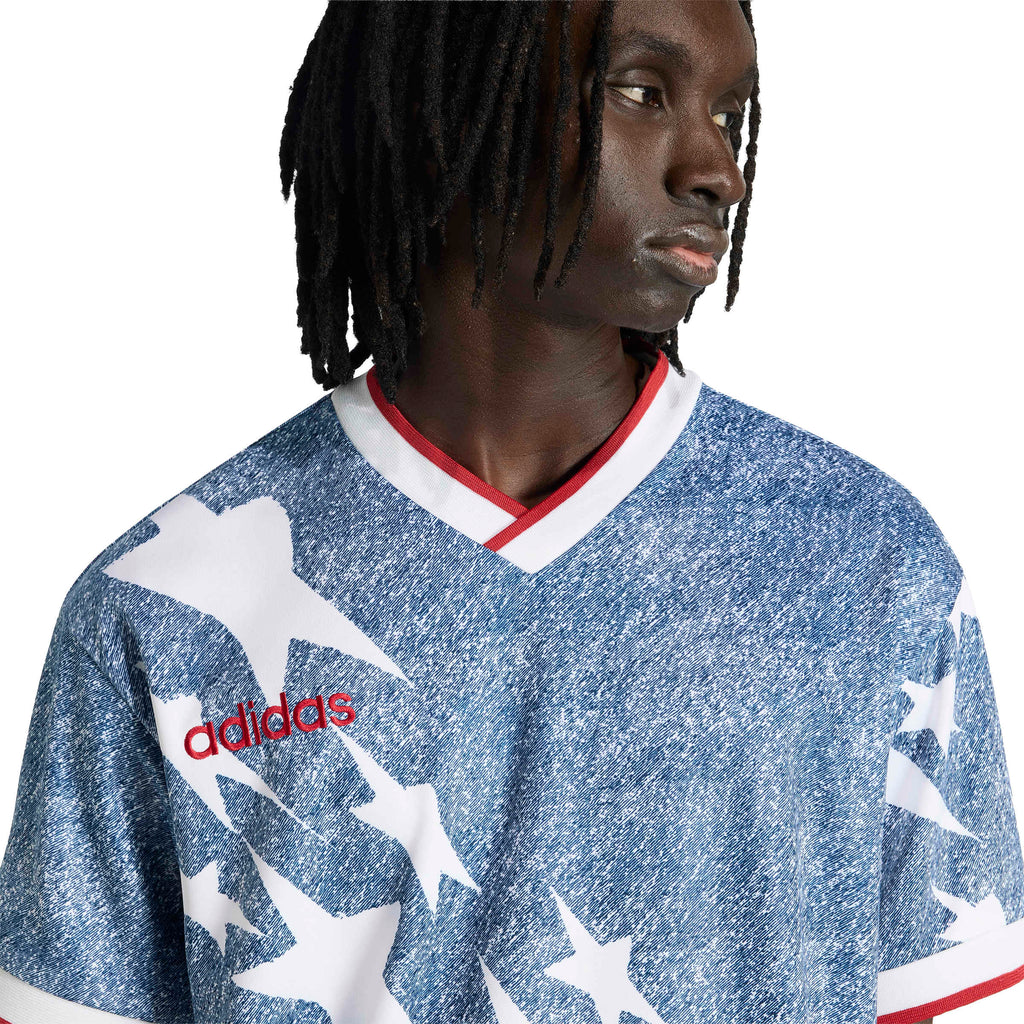 Adidas Mens Denim Graphic Jersey - Blue