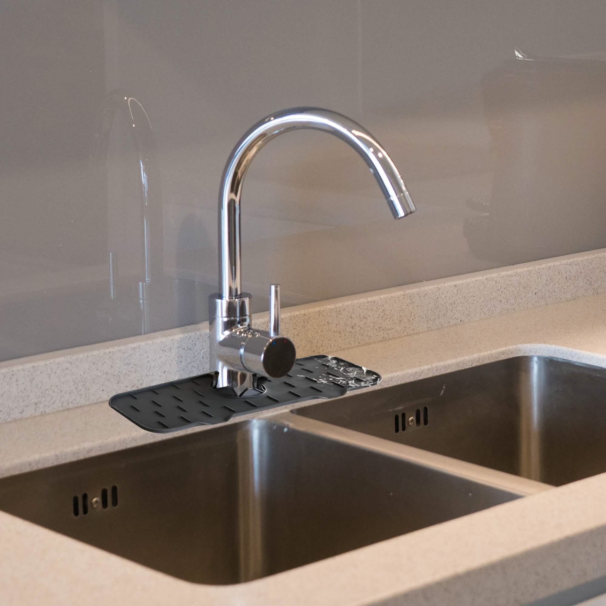 Silicone Kitchen Sink Faucet Splash Guard and Drip Catcher Tray