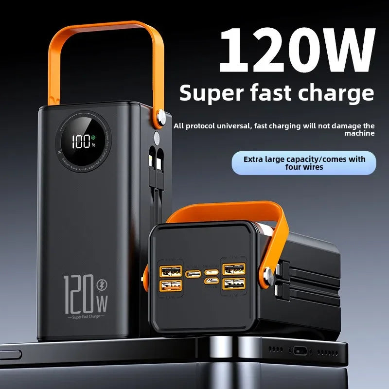 Super Fast Charging160000MAh BCAK Brand Outdoor Power Bank Comes with Line Camping Large Capacity Mobile Power Supply for Iphone