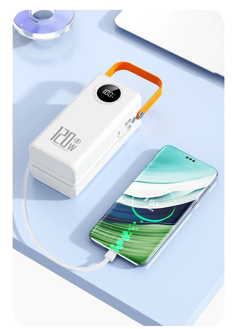 Universal Super Fast Charging 160,000 MAh Power Bank Comes with Line Outdoor Camping Large Capacity BCAK Mobile Power Supply 500