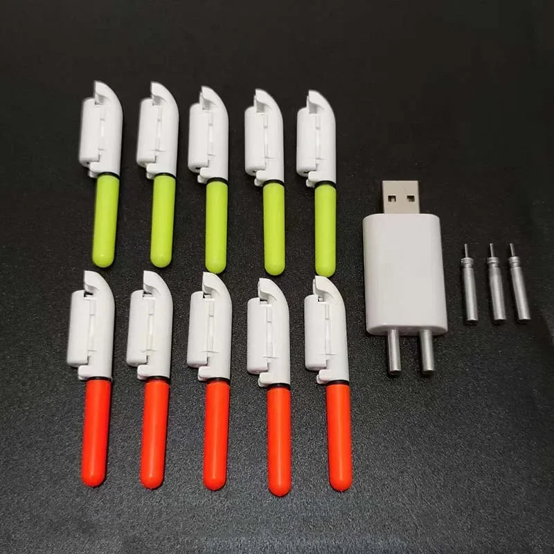 10 pcs/lot Light Stick With Rechargeable battery CR3322 CR425 Clip on Fishing Rod Tip Waterproof Glowing Lamp D002