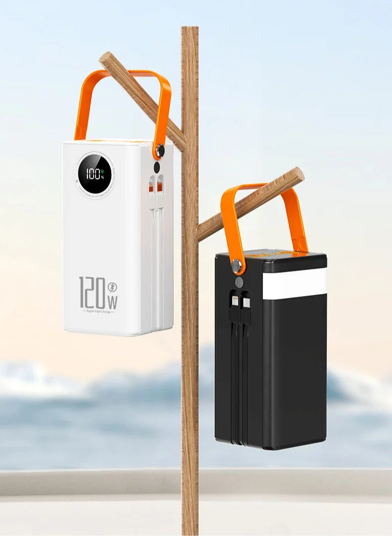 Universal Super Fast Charging 160,000 MAh Power Bank Comes with Line Outdoor Camping Large Capacity BCAK Mobile Power Supply 500
