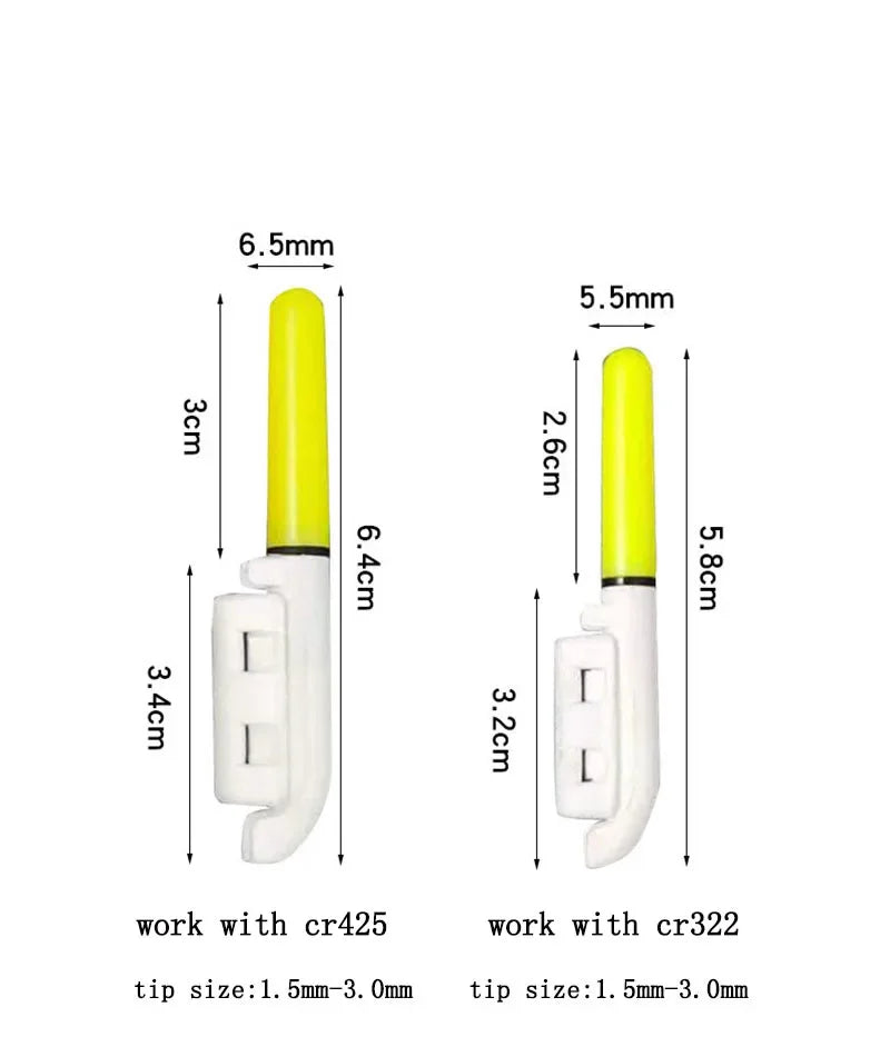 10 pcs/lot Light Stick With Rechargeable battery CR3322 CR425 Clip on Fishing Rod Tip Waterproof Glowing Lamp D002