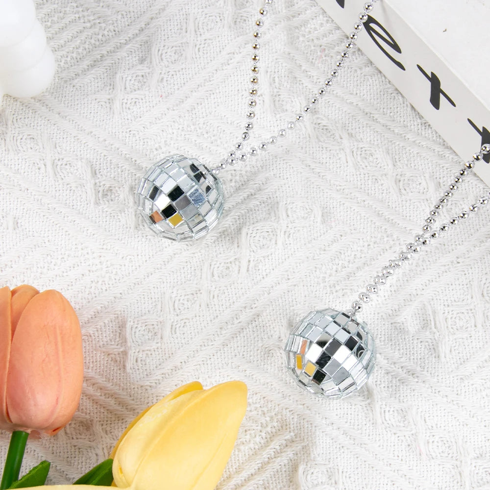 4/8pc Mirror Disco Ball Necklaces 70s 80s Disco Party Necklaces Disco Party Favor Decoration Costume Accessories for Dance party