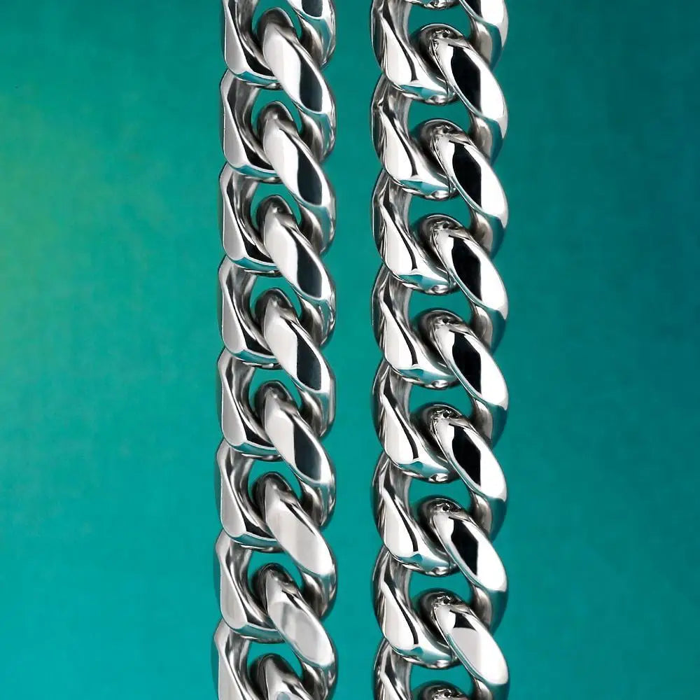 6-16mm Gold Color 316L Stainless Steel Curb Cuban Link Chain Bracelet Bangle Jewelry 7-9inch for Men Women