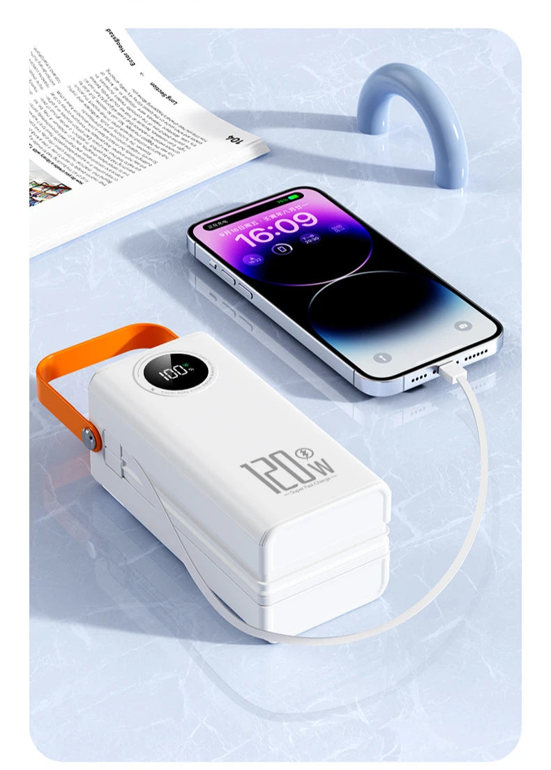 Super Fast Charging160000MAh BCAK Brand Outdoor Power Bank Comes with Line Camping Large Capacity Mobile Power Supply for Iphone