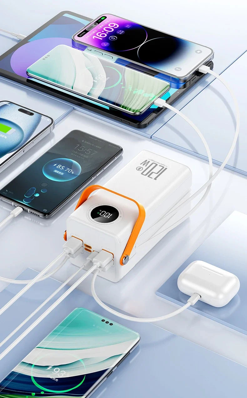 Universal Super Fast Charging 160,000 MAh Power Bank Comes with Line Outdoor Camping Large Capacity BCAK Mobile Power Supply 500
